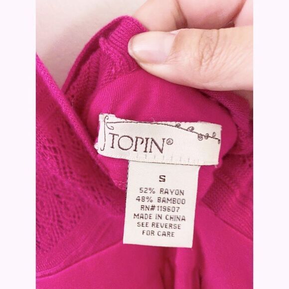 Topin Fuchsia Pink Plunge Neck Cocktail Dress S - Picture 4 of 4